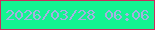 文字の大きさ：5、枠の色：ca2d5d、背景の色：13f491、文字の色：a4b0e1 無料ブログパーツのブログ時計