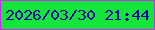 文字の大きさ：2、枠の色：ca2ef2、背景の色：13e53b、文字の色：1103a4 無料ブログパーツのブログ時計