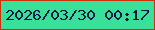 文字の大きさ：2、枠の色：ca310a、背景の色：38e09a、文字の色：021844 無料ブログパーツのブログ時計