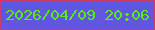 文字の大きさ：4、枠の色：ca3c6f、背景の色：6156de、文字の色：56ec14 無料ブログパーツのブログ時計