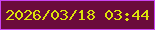 文字の大きさ：3、枠の色：ca43f1、背景の色：6b0b3b、文字の色：dce30a 無料ブログパーツのブログ時計