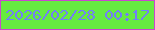 文字の大きさ：5、枠の色：ca47ce、背景の色：66eb40、文字の色：727ef7 無料ブログパーツのブログ時計