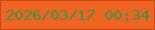 文字の大きさ：5、枠の色：ca4813、背景の色：ef6323、文字の色：439442 無料ブログパーツのブログ時計