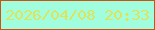 文字の大きさ：2、枠の色：ca5310、背景の色：a0fede、文字の色：dfe35a 無料ブログパーツのブログ時計