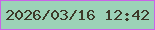 文字の大きさ：5、枠の色：ca63e7、背景の色：9cd2b7、文字の色：3d3a29 無料ブログパーツのブログ時計