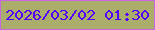 文字の大きさ：2、枠の色：ca66e3、背景の色：aaae6a、文字の色：5400fe 無料ブログパーツのブログ時計