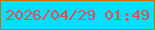 文字の大きさ：2、枠の色：ca6e06、背景の色：04e0fc、文字の色：e14f45 無料ブログパーツのブログ時計