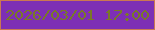 文字の大きさ：5、枠の色：ca7852、背景の色：7d2fb5、文字の色：797926 無料ブログパーツのブログ時計