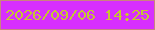 文字の大きさ：2、枠の色：ca837f、背景の色：d72ffe、文字の色：c6c531 無料ブログパーツのブログ時計