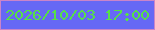 文字の大きさ：3、枠の色：ca84c9、背景の色：6668f5、文字の色：56e047 無料ブログパーツのブログ時計