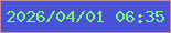 文字の大きさ：5、枠の色：ca8891、背景の色：4a52d6、文字の色：7af971 無料ブログパーツのブログ時計