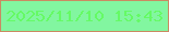 文字の大きさ：2、枠の色：ca8b62、背景の色：82f6a0、文字の色：65fa65 無料ブログパーツのブログ時計