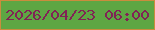 文字の大きさ：4、枠の色：ca8c3d、背景の色：5ea643、文字の色：812355 無料ブログパーツのブログ時計