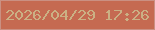 文字の大きさ：1、枠の色：ca9082、背景の色：c56a51、文字の色：cbb084 無料ブログパーツのブログ時計