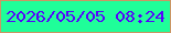 文字の大きさ：4、枠の色：ca9664、背景の色：1ffe99、文字の色：5603fb 無料ブログパーツのブログ時計