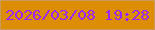 文字の大きさ：4、枠の色：ca9b5d、背景の色：dd8d03、文字の色：9b26fa 無料ブログパーツのブログ時計