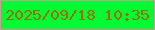 文字の大きさ：2、枠の色：ca9e90、背景の色：00fa33、文字の色：9b6e07 無料ブログパーツのブログ時計