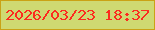 文字の大きさ：2、枠の色：caa216、背景の色：cfd972、文字の色：fc2b1f 無料ブログパーツのブログ時計