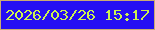 文字の大きさ：2、枠の色：caaa73、背景の色：250ef3、文字の色：ccf34f 無料ブログパーツのブログ時計
