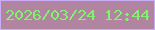文字の大きさ：1、枠の色：caacf5、背景の色：b1849f、文字の色：81f36f 無料ブログパーツのブログ時計