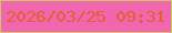 文字の大きさ：2、枠の色：caca5c、背景の色：f067b0、文字の色：e65d2e 無料ブログパーツのブログ時計