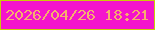 文字の大きさ：4、枠の色：cacc07、背景の色：f414cc、文字の色：f6af6c 無料ブログパーツのブログ時計