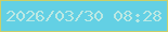 文字の大きさ：2、枠の色：cacf68、背景の色：63d0e4、文字の色：bbe8e3 無料ブログパーツのブログ時計
