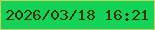文字の大きさ：3、枠の色：cad05e、背景の色：11d358、文字の色：47310b 無料ブログパーツのブログ時計