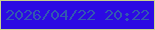 文字の大きさ：1、枠の色：cad28d、背景の色：2c0ae3、文字の色：3259b0 無料ブログパーツのブログ時計
