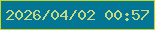 文字の大きさ：1、枠の色：cad522、背景の色：027694、文字の色：c6d97e 無料ブログパーツのブログ時計