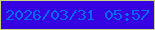 文字の大きさ：4、枠の色：cad581、背景の色：3702e2、文字の色：016df5 無料ブログパーツのブログ時計