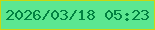 文字の大きさ：2、枠の色：cad60f、背景の色：5ce791、文字の色：018241 無料ブログパーツのブログ時計