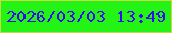 文字の大きさ：1、枠の色：cad942、背景の色：23f416、文字の色：320cef 無料ブログパーツのブログ時計