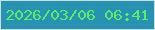 文字の大きさ：1、枠の色：cae0df、背景の色：2792b2、文字の色：5aec6a 無料ブログパーツのブログ時計