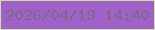 文字の大きさ：5、枠の色：cae1a7、背景の色：a260c9、文字の色：796b8d 無料ブログパーツのブログ時計