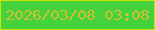 文字の大きさ：3、枠の色：cae406、背景の色：44d33d、文字の色：cfc12f 無料ブログパーツのブログ時計