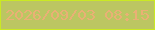 文字の大きさ：3、枠の色：cae923、背景の色：bcc662、文字の色：eab075 無料ブログパーツのブログ時計