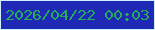 文字の大きさ：1、枠の色：caf0fd、背景の色：1f29b5、文字の色：24ab5c 無料ブログパーツのブログ時計