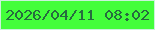 文字の大きさ：4、枠の色：caf2da、背景の色：43fe3a、文字の色：266c3f 無料ブログパーツのブログ時計
