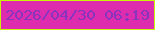 文字の大きさ：5、枠の色：caf408、背景の色：de2cae、文字の色：8834bc 無料ブログパーツのブログ時計