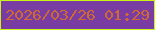 文字の大きさ：2、枠の色：caf413、背景の色：793ca3、文字の色：cf6933 無料ブログパーツのブログ時計