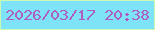文字の大きさ：1、枠の色：caf9b3、背景の色：7ee3f7、文字の色：ac5fc1 無料ブログパーツのブログ時計