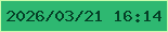 文字の大きさ：1、枠の色：cafcae、背景の色：2eb871、文字の色：054127 無料ブログパーツのブログ時計