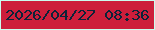 文字の大きさ：5、枠の色：cafcef、背景の色：cd1e3b、文字の色：0c2339 無料ブログパーツのブログ時計