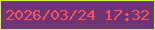 文字の大きさ：4、枠の色：cafe37、背景の色：703374、文字の色：f9555e 無料ブログパーツのブログ時計