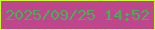 文字の大きさ：5、枠の色：caff36、背景の色：be468c、文字の色：44b252 無料ブログパーツのブログ時計