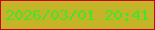 文字の大きさ：1、枠の色：cb0217、背景の色：c3b428、文字の色：43e42b 無料ブログパーツのブログ時計