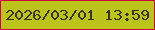 文字の大きさ：3、枠の色：cb023f、背景の色：bcc31a、文字の色：3a3402 無料ブログパーツのブログ時計
