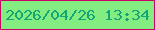 文字の大きさ：3、枠の色：cb0264、背景の色：84ed81、文字の色：14a577 無料ブログパーツのブログ時計