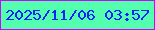文字の大きさ：4、枠の色：cb03fc、背景の色：53feaf、文字の色：0a22fb 無料ブログパーツのブログ時計
